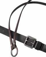 Black Brown Leather Silver Metal Buckle Belt 3