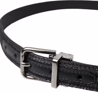 Black Jacquard Stripes Silver Metal Buckle Belt 3