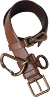 Brown Calf Leather Gold Metal Buckle Belt Men 1