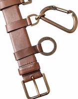 Brown Calf Leather Gold Metal Buckle Belt Men 4