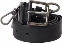 Black Calf Leather Silver Metal Buckle Belt 1