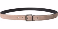 Beige Suede Leather Silver Buckle Belt Men 2
