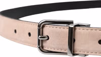 Beige Suede Leather Silver Buckle Belt Men 3