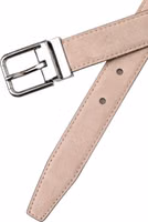 Beige Suede Leather Silver Buckle Belt Men 5