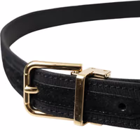 Black Gros Grain Gold Metal Buckle Belt Men 3