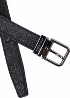 Black Glittered Leather Silver Buckle Belt 5