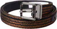 Gold Jacquard Stripes Silver Metal Buckle Belt 1