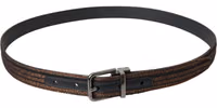 Gold Jacquard Stripes Silver Metal Buckle Belt 2