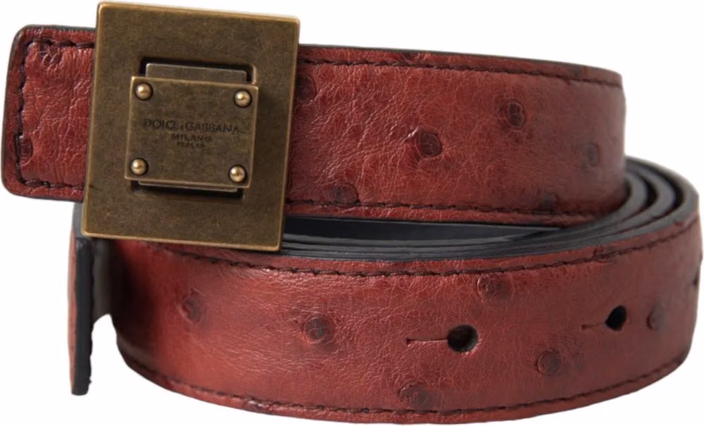 Brown Leather Square Metal Buckle Belt