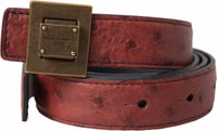 Brown Leather Square Metal Buckle Belt 1