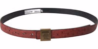 Brown Leather Square Metal Buckle Belt 2