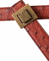 Brown Leather Square Metal Buckle Belt 4