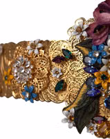 Multicolor Embellished Floral Crystal Wide Waist Belt 2