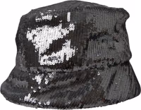 Silver Sequined Nylon Bucket Hat Men 1