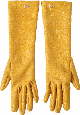 Gold Lurex Fantasia Mid Arm Length Gloves