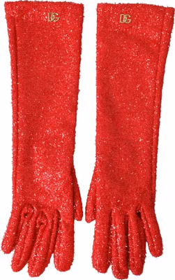 Red Lurex Fantasia Mid Arm Length Gloves