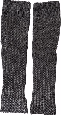 Gray Viscose Knitted Finger Less Gloves