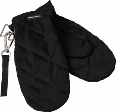 Black Quilted Nylon Wrist Length Mitten Gloves