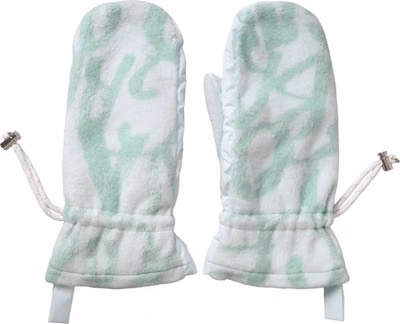 White Nylon Fleece Wrist Length Mitten Gloves