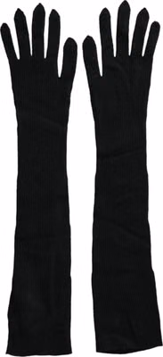 Black Cashmere Knitted Elbow Length Gloves