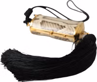 Beige Exotic Leather Mini Mirror Tassel Make Up Holder Bag 3