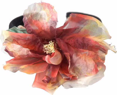 Rose Pink Silk Floral Black Tiara Women Hairband Diadem