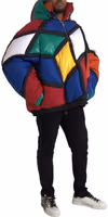 Multicolor Quilted Hooded Puffer Jacket 2