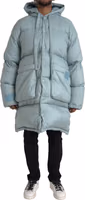 Light Blue Quilted Hooded Puffer Jacket Men 1