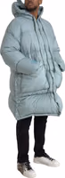 Light Blue Quilted Hooded Puffer Jacket Men 2