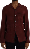 Maroon Crown Jacquard Silk Long Sleeve Shirt 1