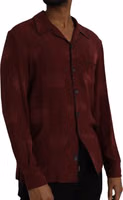 Maroon Crown Jacquard Silk Long Sleeve Shirt 2