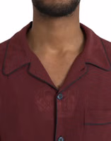 Maroon Crown Jacquard Silk Long Sleeve Shirt 4
