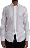 Black White Striped Formal Dress GOLD Shirt 1