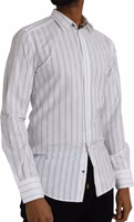 Black White Striped Formal Dress GOLD Shirt 2