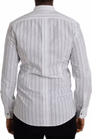 Black White Striped Formal Dress GOLD Shirt 3