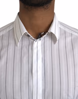 Black White Striped Formal Dress GOLD Shirt 4