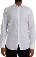 White Logo Cotton Men Dress GOLD Shirt 1