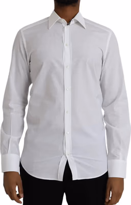 White Logo Cotton Men Dress GOLD Shirt