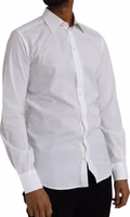 White Logo Cotton Men Dress GOLD Shirt 2