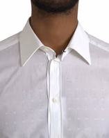 White Logo Cotton Men Dress GOLD Shirt 4