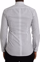Black White Striped Formal Dress GOLD Shirt 1