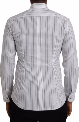 Black White Striped Formal Dress GOLD Shirt