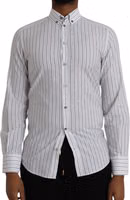 Black White Striped Formal Dress GOLD Shirt 2