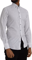 Black White Striped Formal Dress GOLD Shirt 3
