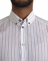 Black White Striped Formal Dress GOLD Shirt 5