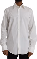 White Cotton Dress Slim Fit GOLD Shirt 1