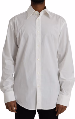 White Cotton Dress Slim Fit GOLD Shirt