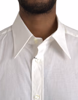 White Cotton Dress Slim Fit GOLD Shirt 4
