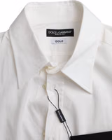 White Cotton Dress Slim Fit GOLD Shirt 5