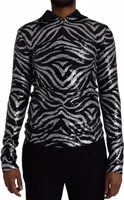 Black Silver Sequined Polyester Sweater 1